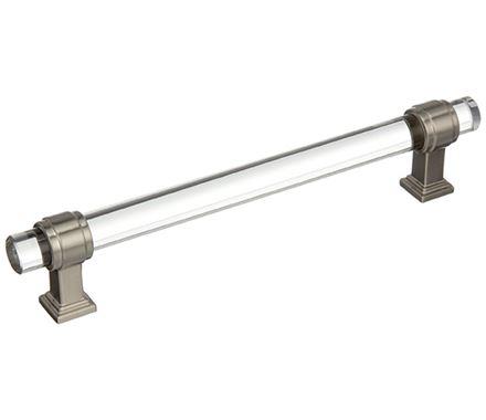 Amerock Cabinet Pull Clear/Satin Nickel 6-5/16 inch (160 mm) Center to Center Glacio 1 Pack Drawer Pull Drawer Handle Cabinet Hardware