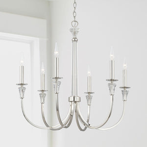 Capital Lighting 441861PN Laurent 6 Light Chandelier Polished Nickel