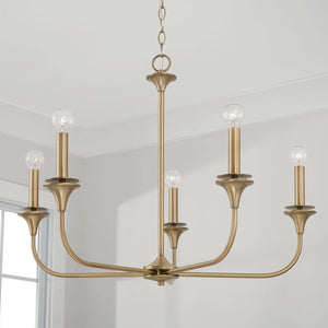 Capital Lighting 448951AD Presley 5 Light Chandelier Aged Brass