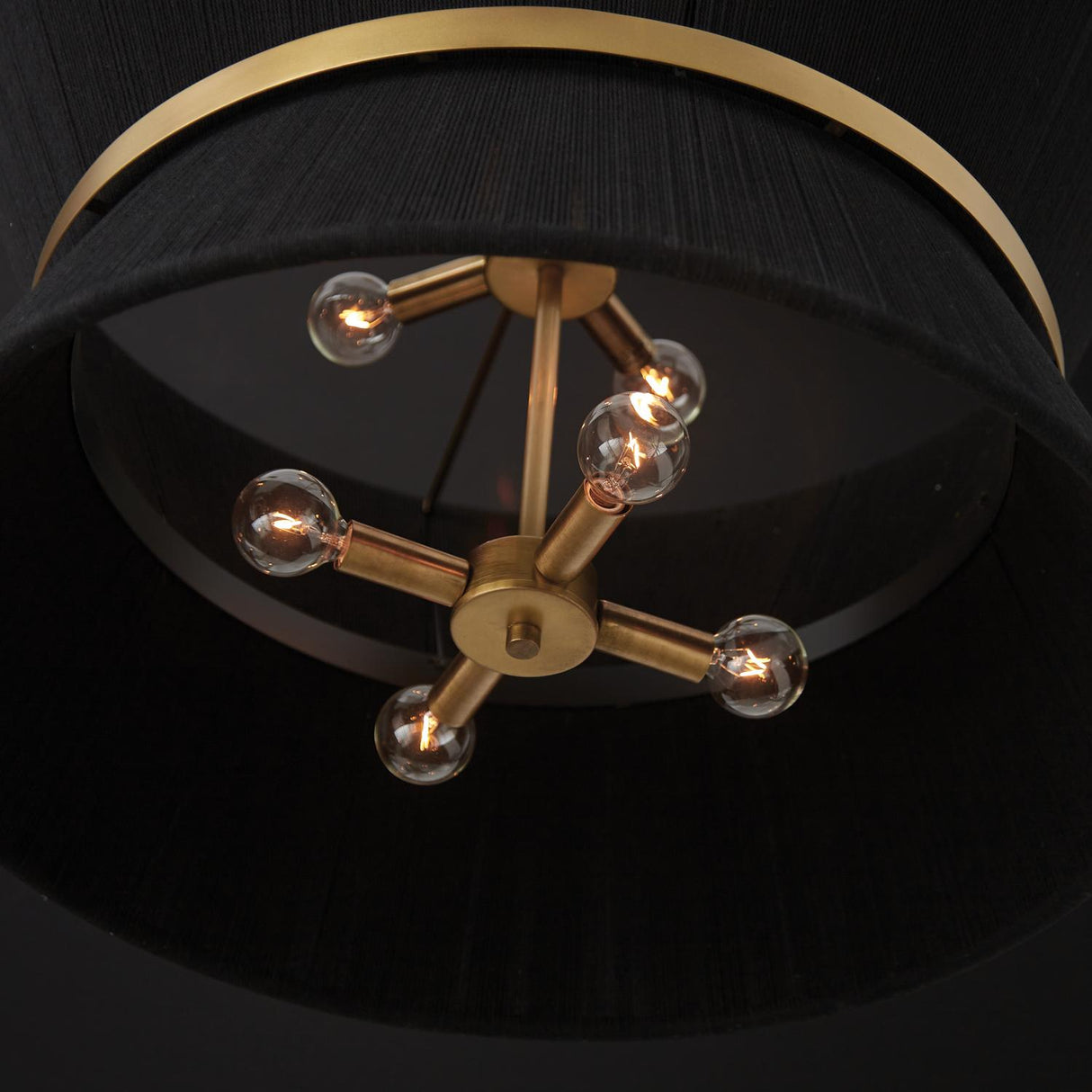 Capital Lighting 341281KP Cecilia 8 Light Pendant Black Rope and Patinaed Brass