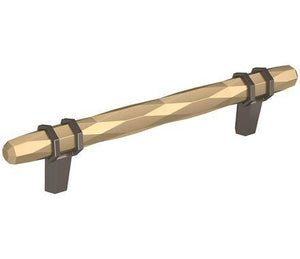 Amerock Cabinet Pull Golden Champagne/Black Chrome 5-1/16 inch (128 mm) Center-to-Center London 1 Pack Drawer Pull Drawer Handle Cabinet Hardware