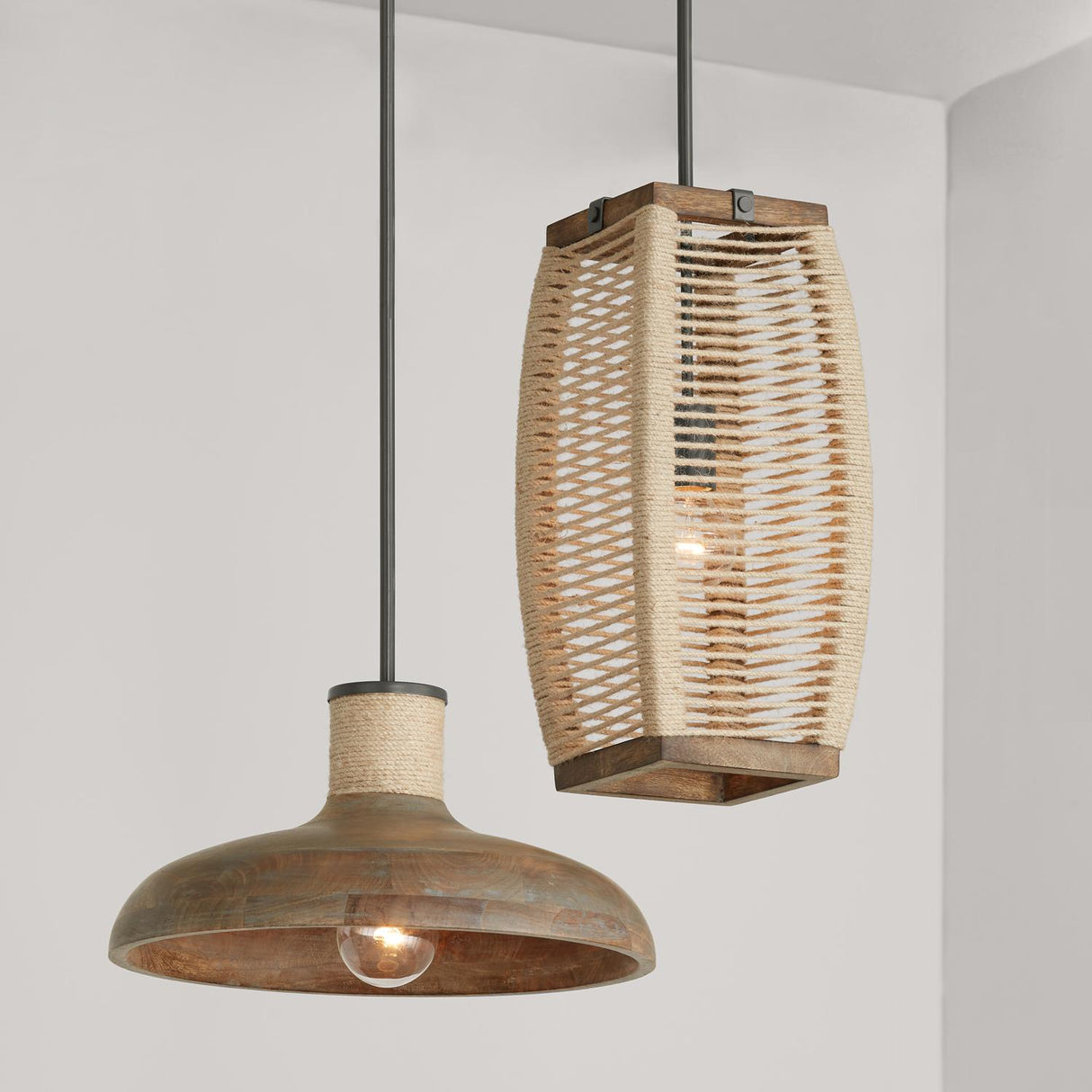 Capital Lighting 340312YG Jacob 1 Light Pendant Grey Wash and Grey Iron
