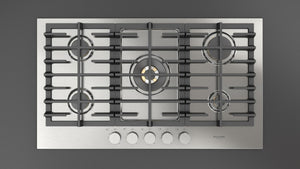 36" Matteo 400 Series Gas Cooktop, 5 Brass Burners
