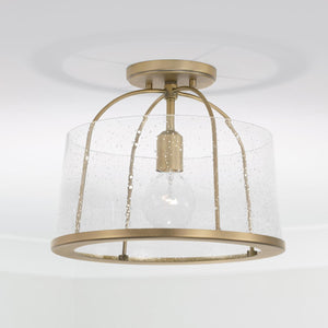 Capital Lighting 247011AD Madison 1 Light Semi-Flush Aged Brass