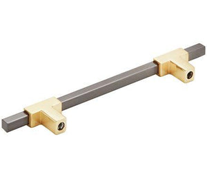 Amerock Cabinet Pull Brushed Gold/Black Chrome 5-1/16 inch (128 mm) Center to Center Urbanite 1 Pack Drawer Pull Drawer Handle Cabinet Hardware