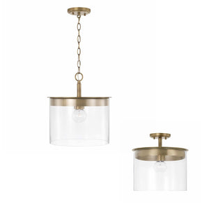Capital Lighting 246812AD Mason 1 Light Semi-Flush Aged Brass
