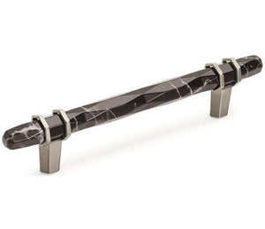 Amerock Cabinet Pull Marble Black/Satin Nickel 5-1/16 inch (128 mm) Center-to-Center Carrione 1 Pack Drawer Pull Drawer Handle Cabinet Hardware