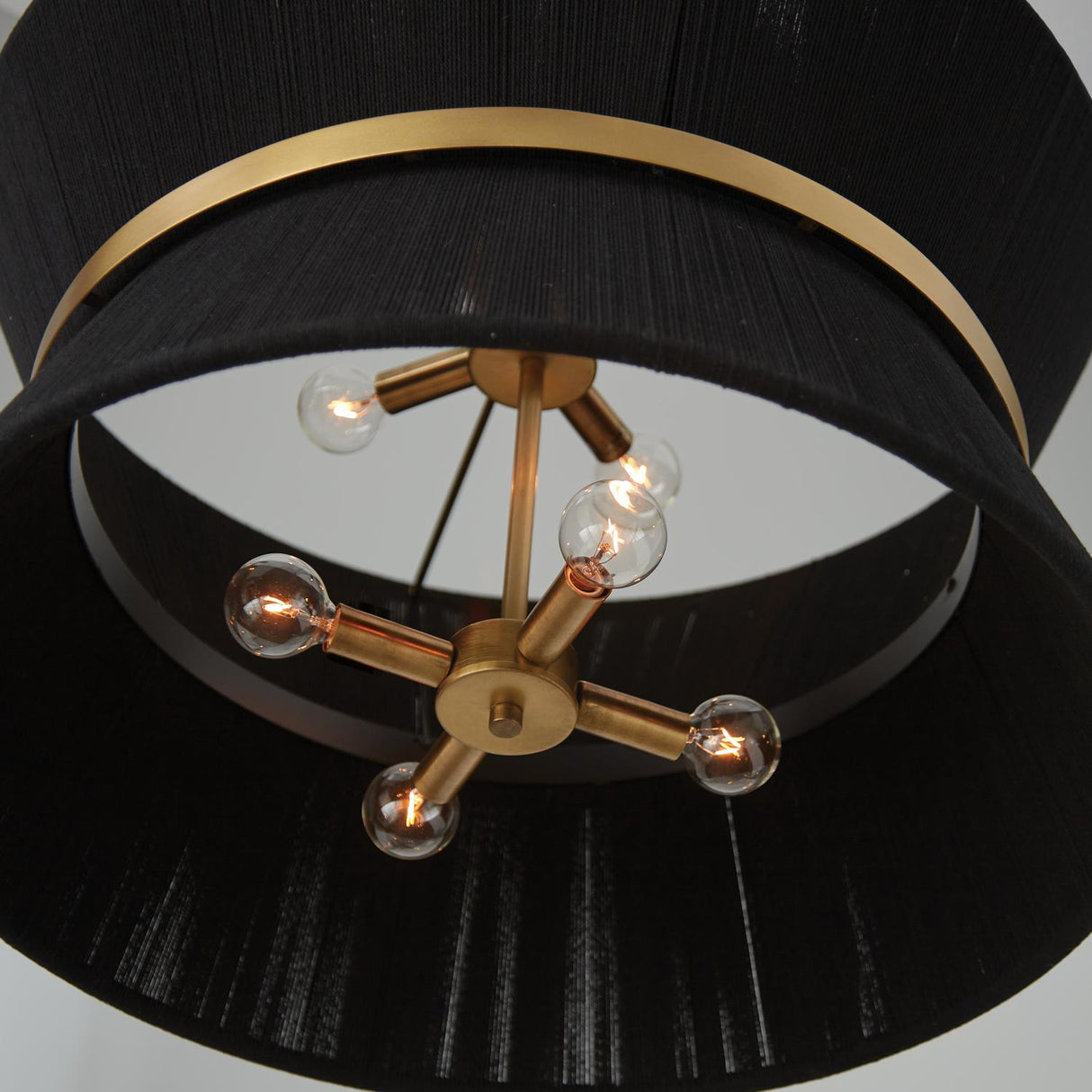 Capital Lighting 341281KP Cecilia 8 Light Pendant Black Rope and Patinaed Brass