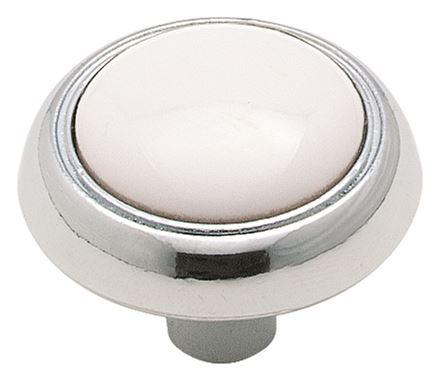 Amerock Allison Value 1-3/16 in (30 mm) Diameter White/Polished Chrome Cabinet Knob