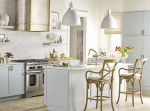 Thompson Traders Quintana Range Hood Quintana KCRH48 Satin Brass and Burnished Nickel 
(Smooth)