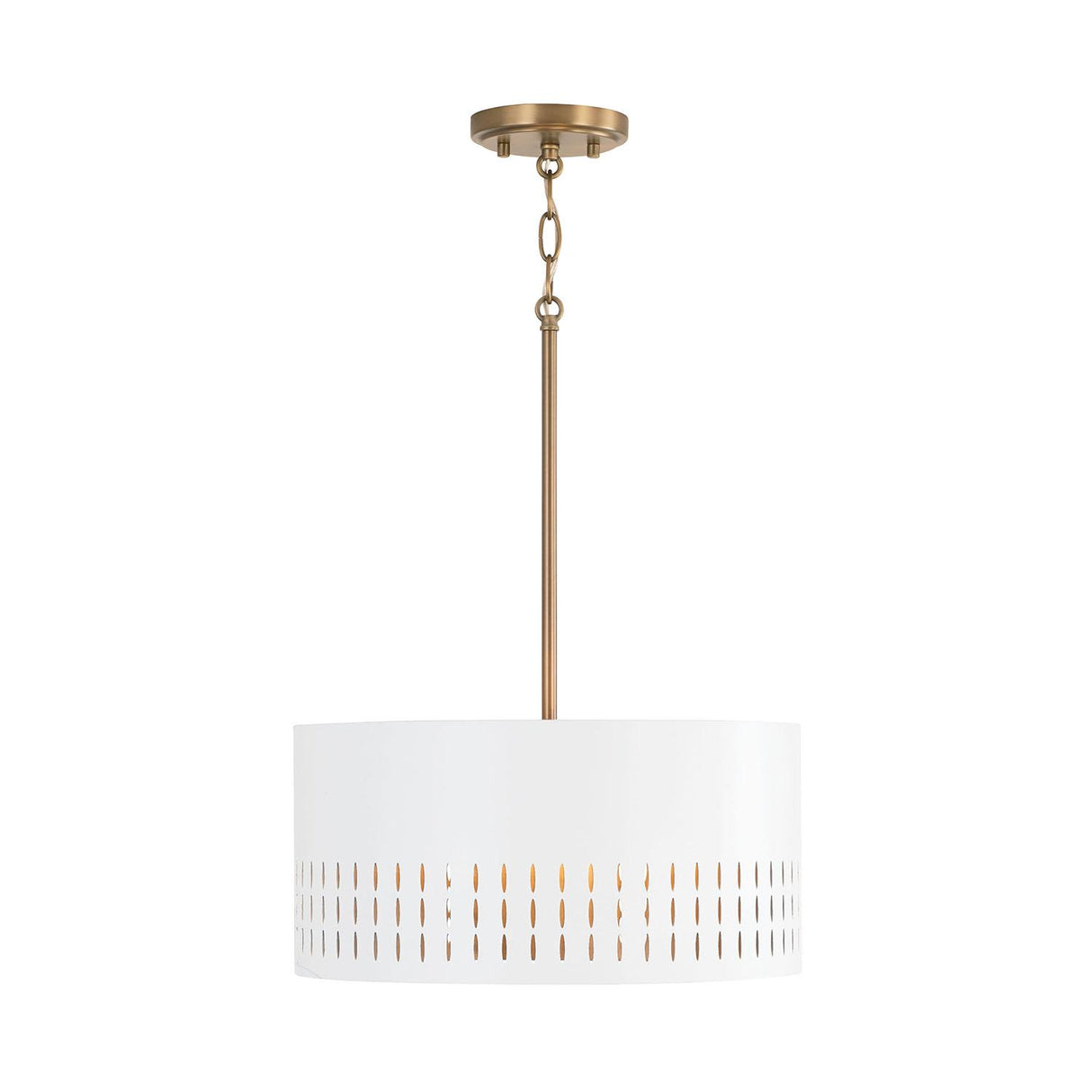 Capital Lighting 250231AW Dash 3 Light Dual Mount Semi-Flush/Pendant Aged Brass and White