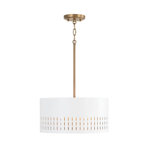 Capital Lighting 250231AW Dash 3 Light Dual Mount Semi-Flush/Pendant Aged Brass and White