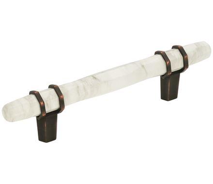 Amerock Cabinet Pull Marble White/Oil-Rubbed Bronze  3-3/4 inch (96 mm) Center to Center Carrione 1 Pack Drawer Pull Drawer Handle Cabinet Hardware