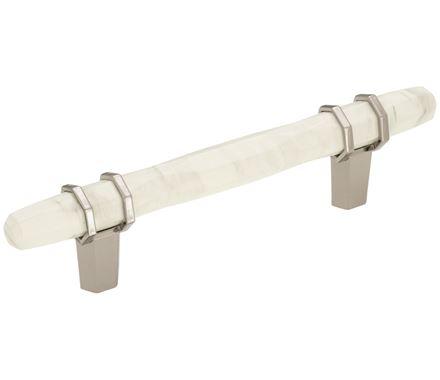 Amerock Cabinet Pull Marble White/Polished Nickel  5-1/16 inch (128 mm) Center to Center Carrione 1 Pack Drawer Pull Drawer Handle Cabinet Hardware