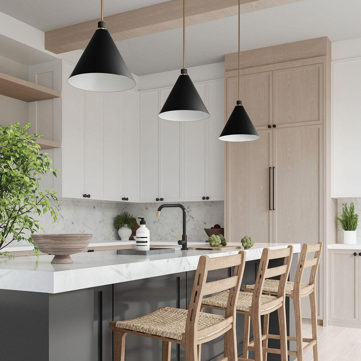 Capital Lighting 350112AB Bradley 1 Light Pendant Aged Brass and Black