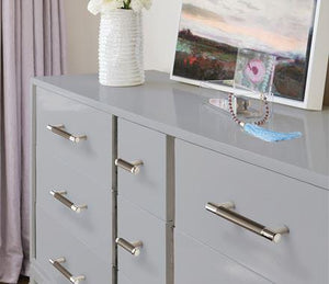 Amerock Cabinet Pull Polished Nickel/Gunmetal 5-1/16 inch (128 mm) Center to Center Esquire 1 Pack Drawer Pull Drawer Handle Cabinet Hardware