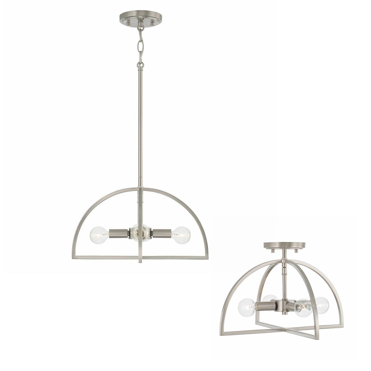 Capital Lighting 248841BN Lawson 4 Light Dual Mount Semi-Flush/Pendant Brushed Nickel