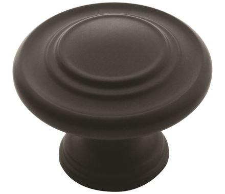 Amerock Cabinet Knob Matte Black 1-5/16 inch (33 mm) Diameter Inspirations 1 Pack Drawer Knob Cabinet Hardware