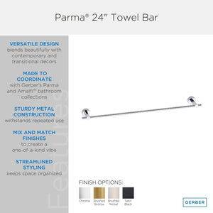 Gerber D446422 Chrome Parma 24" Towel Bar