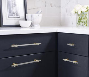 Amerock Cabinet Pull Brushed Gold/Black Chrome 7-9/16 inch (192 mm) Center to Center Urbanite 1 Pack Drawer Pull Drawer Handle Cabinet Hardware