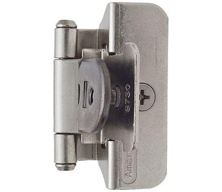 Amerock Double Demountable Cabinet Hinge 1/4 inch (6 mm) Overlay Hinge Satin Nickel (Pack of 2) Self-Closing Hinge Cabinet Door Hinge