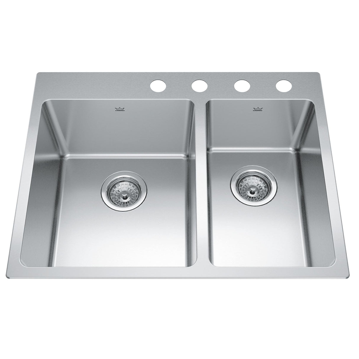 KINDRED BCL2127R-9-4N Brookmore 27-in LR x 20.9-in FB x 9-in DP Drop in Double Bowl Stainless Steel Sink In Commercial Satin Finish