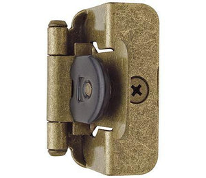 Amerock Double Demountable Cabinet Hinge 1/2 inch (13 mm) Overlay Hinge Burnished Brass 2 Pack Self-Closing Hinge Cabinet Door Hinge