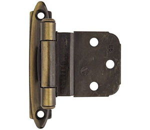 Amerock Cabinet Hinge 3/8 inch (10 mm) Inset Hinge Antique Brass 2 Pack Self-Closing Hinge Face Mount Hinge Cabinet Door Hinge