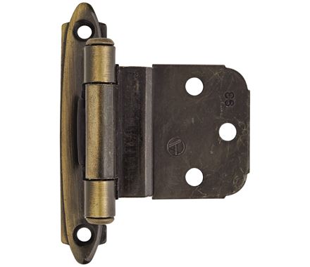 Amerock Cabinet Hinge 3/8 inch (10 mm) Inset Hinge Antique Brass 2 Pack Self-Closing Hinge Face Mount Hinge Cabinet Door Hinge