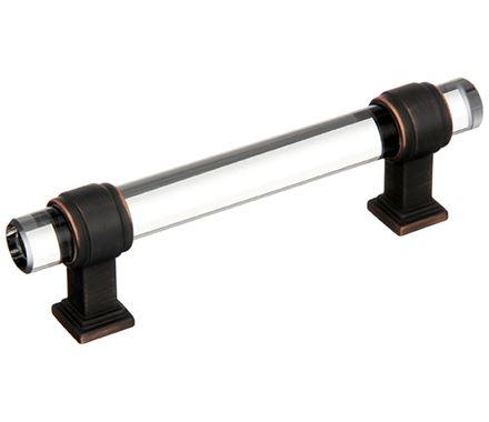 Amerock Cabinet Pull Clear/Oil-Rubbed Bronze 3-3/4 inch (96 mm) Center to Center Glacio 1 Pack Drawer Pull Drawer Handle Cabinet Hardware