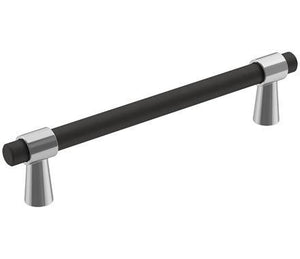 Amerock Cabinet Pull Polished Chrome/Matte Black 5-1/16 inch (128 mm) Center-to-Center Mergence 1 Pack Drawer Pull Cabinet Handle Cabinet Hardware