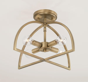 Capital Lighting 248841AD Lawson 4 Light Dual Mount Semi-Flush/Pendant Aged Brass