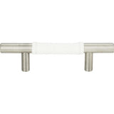 Atlas Homewares Zanzibar White Leather Pull 3 Inch (c-c) Brushed Nickel