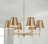 Capital Lighting 449761AD-707 Whitney 6 Light Chandelier Aged Brass