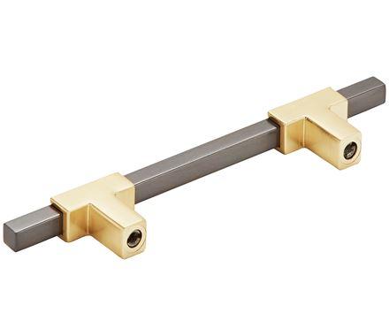 Amerock Cabinet Pull Brushed Gold/Black Chrome 3-3/4 inch (96 mm) Center to Center Urbanite 1 Pack Drawer Pull Drawer Handle Cabinet Hardware