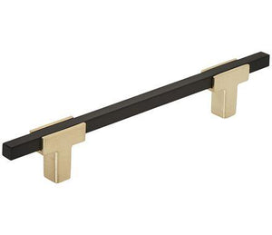 Amerock Cabinet Pull Brushed Gold/Matte Black 5-1/16 inch (128 mm) Center to Center Urbanite 1 Pack Drawer Pull Drawer Handle Cabinet Hardware