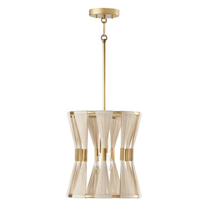 Capital Lighting 341111NP Bianca 1 Light Pendant Bleached Natural Rope and Patinaed Brass