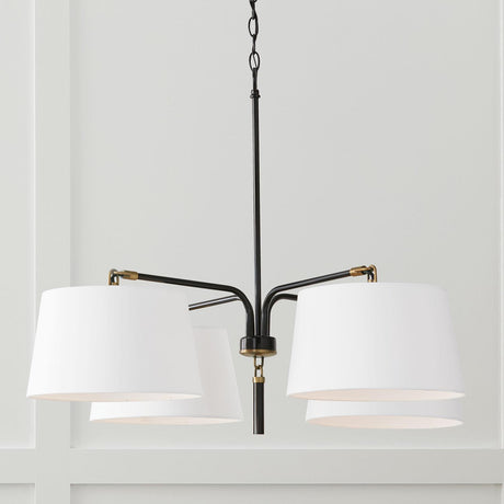 Capital Lighting 441941YA Beckham 4 Light Chandelier Glossy Black and Aged Brass