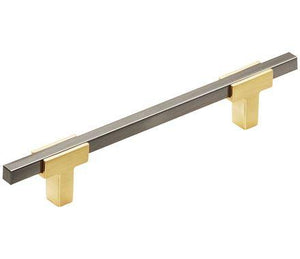 Amerock Cabinet Pull Brushed Gold/Black Chrome 5-1/16 inch (128 mm) Center to Center Urbanite 1 Pack Drawer Pull Drawer Handle Cabinet Hardware