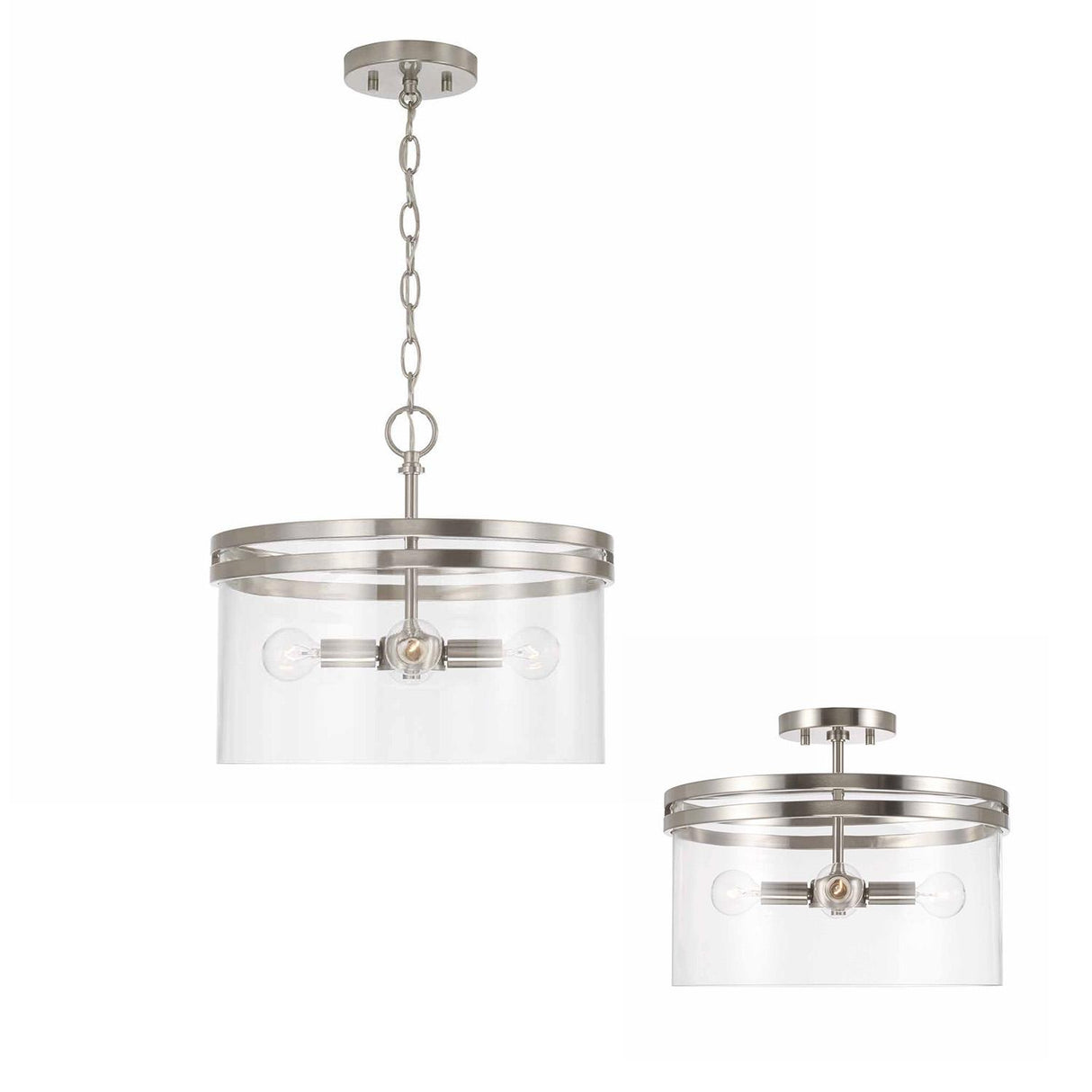 Capital Lighting 248741BN Fuller 4 Light Dual Mount Semi-Flush/Pendant Brushed Nickel
