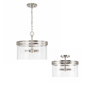 Capital Lighting 248741BN Fuller 4 Light Dual Mount Semi-Flush/Pendant Brushed Nickel