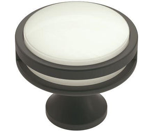 Amerock Cabinet Knob Matte Black/Frosted 1-3/8 inch (35 mm) Diameter Oberon 1 Pack Drawer Knob Cabinet Hardware