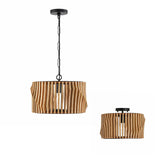 Capital Lighting 244632WK Archer 1 Light Dual Mount Semi-Flush/Pendant Light Wood and Matte Black