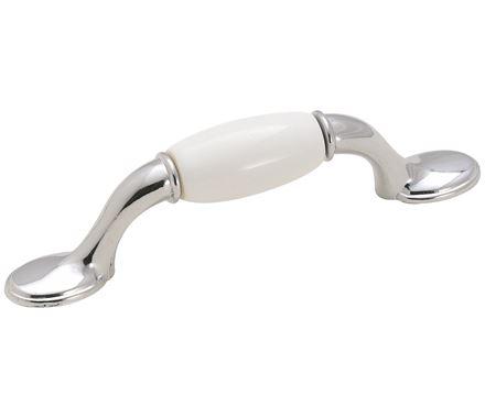 Amerock Cabinet Pull White / Polished Chrome 3 inch (76 mm) Center to Center Everyday Heritage 1 Pack Drawer Pull Drawer Handle Cabinet Hardware