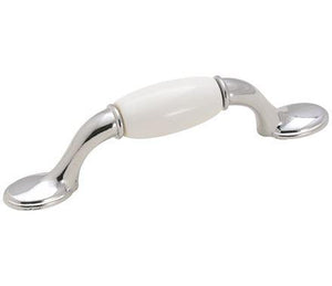 Amerock Cabinet Pull White / Polished Chrome 3 inch (76 mm) Center to Center Everyday Heritage 1 Pack Drawer Pull Drawer Handle Cabinet Hardware