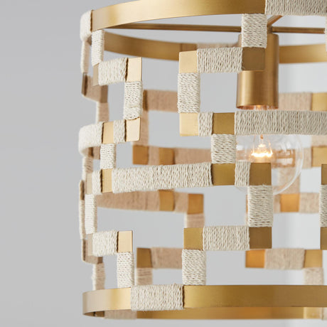Capital Lighting 341011NL Hala 1 Light Pendant Bleached Natural Jute and Patinaed Brass