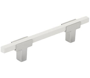 Amerock Cabinet Pull Polished Chrome/White 3-3/4 inch (96 mm) Center to Center Urbanite 1 Pack Drawer Pull Drawer Handle Cabinet Hardware