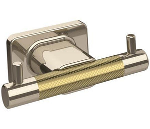 Amerock BA26613PNBBZ Polished Nickel/Golden Champagne Double Robe Hook 4-1/2 in. (114 mm) Length Towel Holder Esquire Towel Hook for Bathroom Bathroom Hardware Bath Accessories