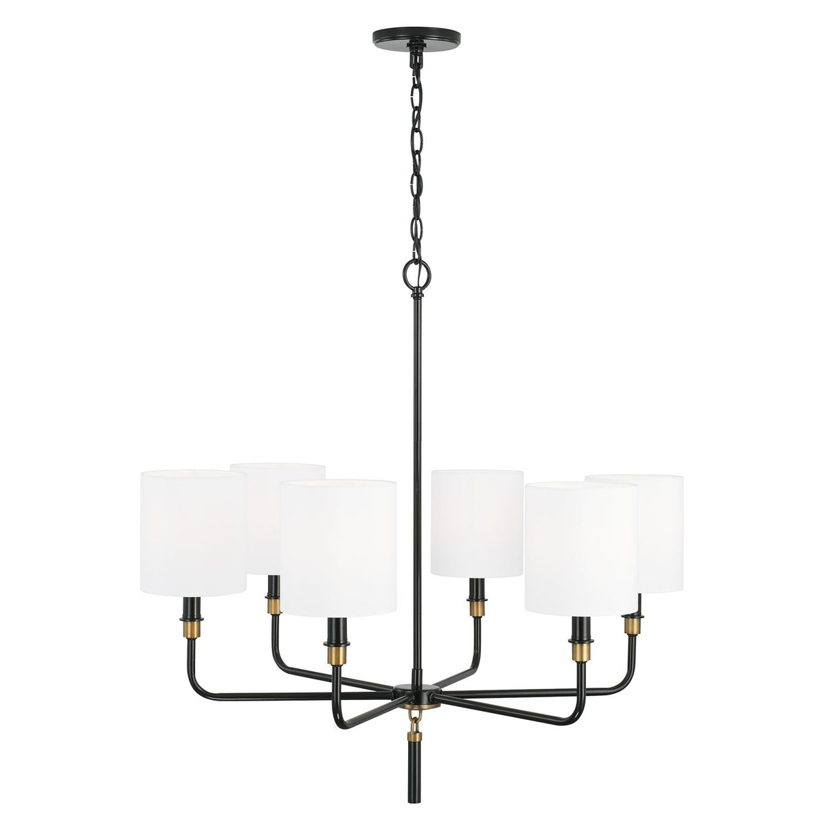 Capital Lighting 441961YA-702 Beckham 6 Light Chandelier Glossy Black and Aged Brass