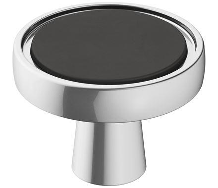 Amerock Cabinet Knob Polished Chrome/Matte Black 1-3/8 inch (35 mm) Diameter Mergence 1 Pack Drawer Knob Cabinet Hardware